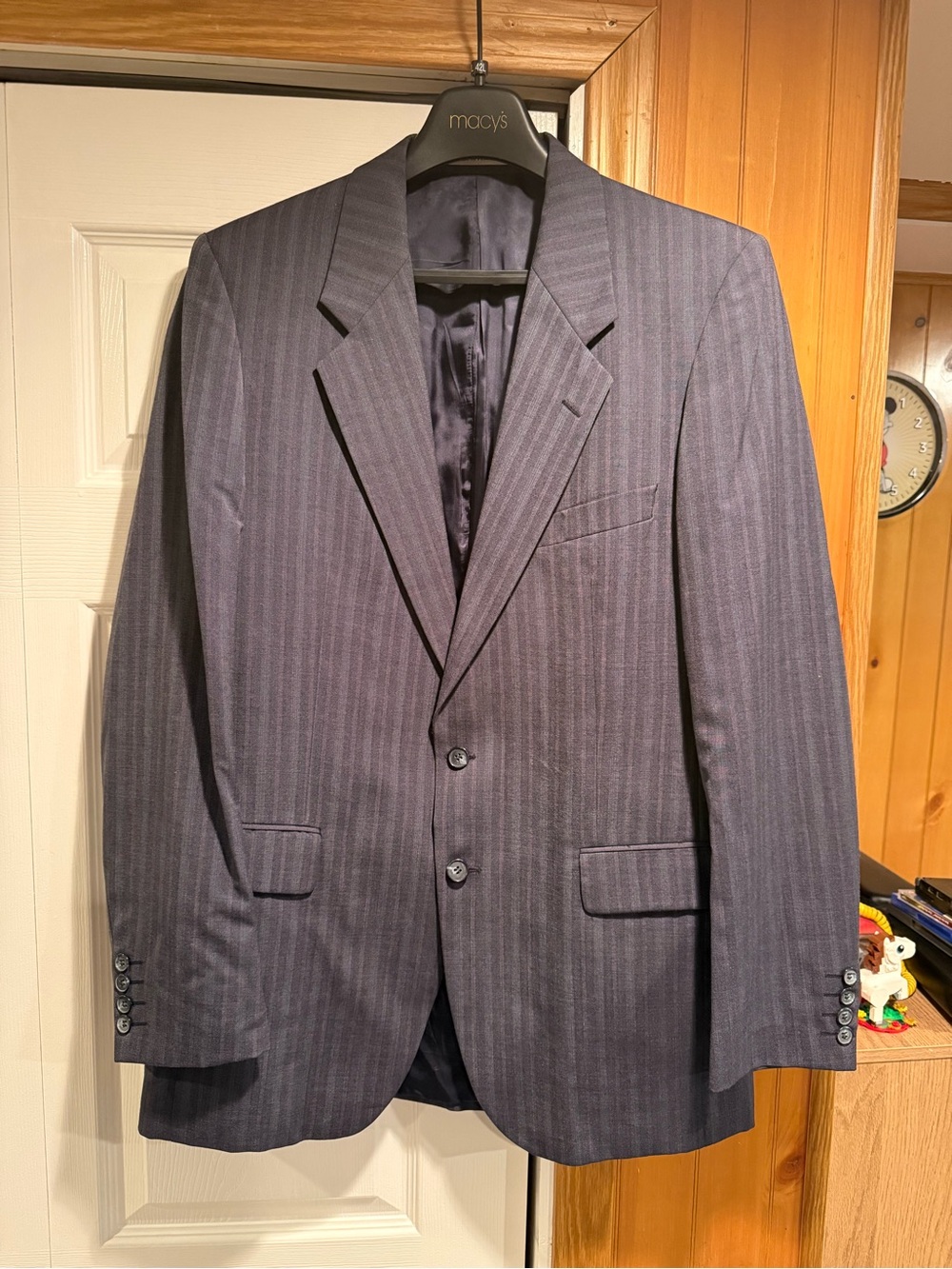 Vintage Yves Saint Laurent YSL Mens Sport Coat Blazer Gray Colorful Pinstripe
